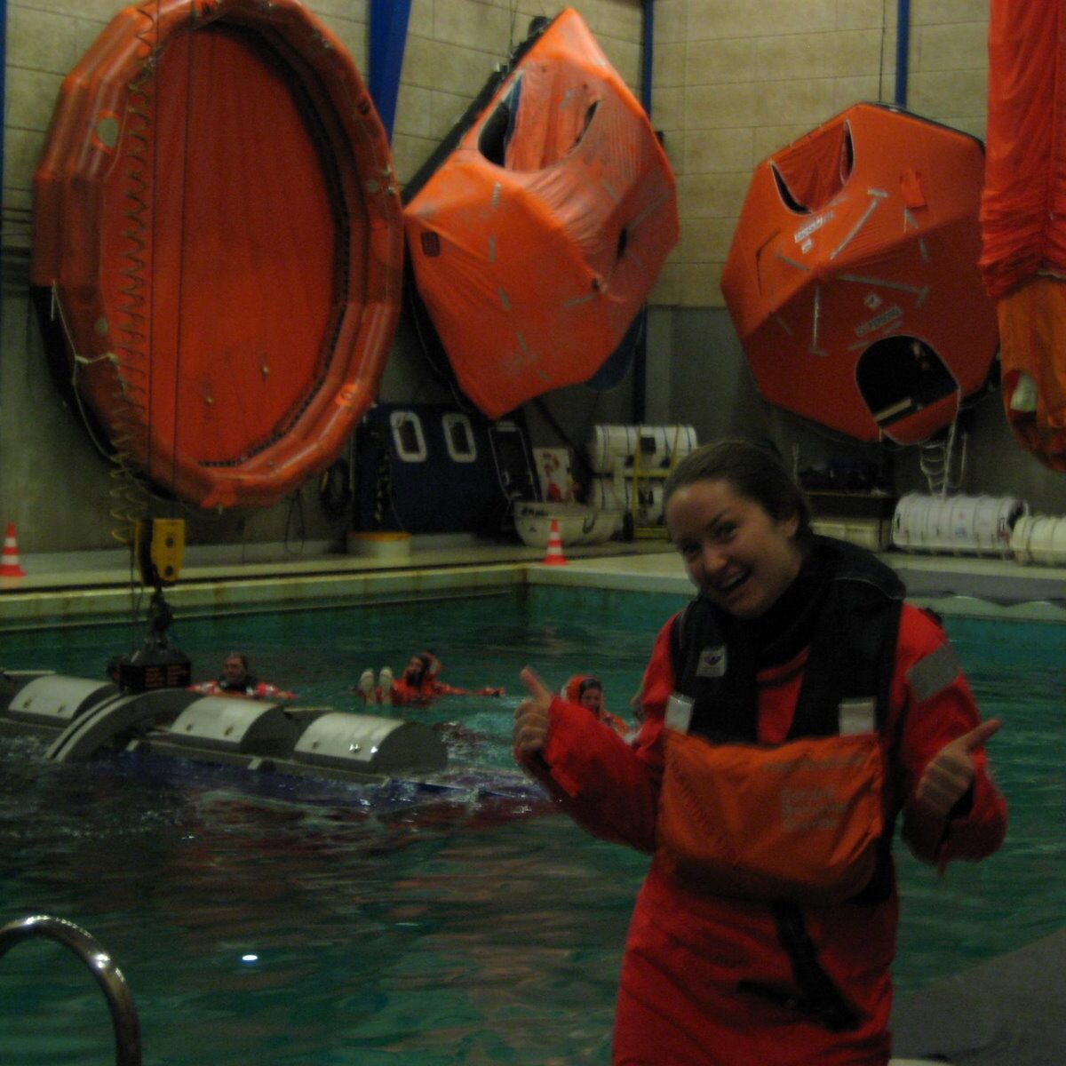 Cecelia getting her HUET Certification (helicopter underwater escape training)